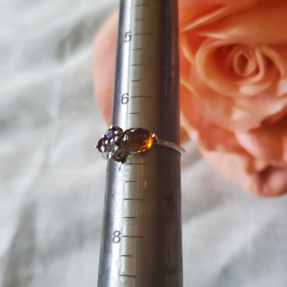 Natural Multi Tourmaline, Garnet, Amethyst & Topaz 925 Silver Ring Sz 6.75 J-474 - Picture 10 of 10
